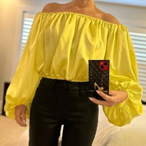 Sunny Yellow Women's Gathered Crop Top